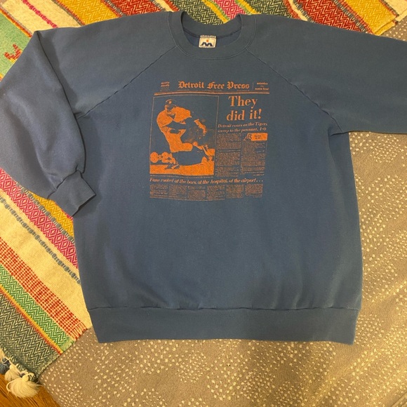 Other - Vintage 80s Detroit Tigers Blue Sweatshirt - size XL